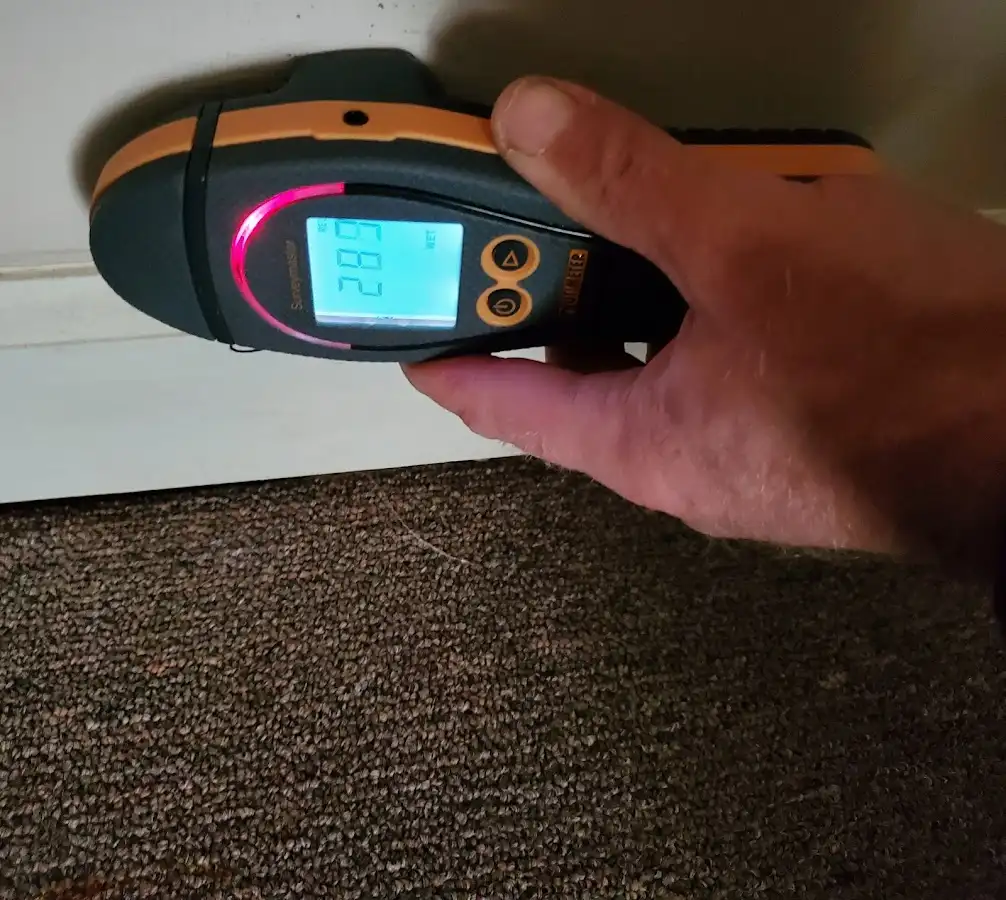 Moisture detection at baseboard during Burst Pipe Cleanup in Newmarket